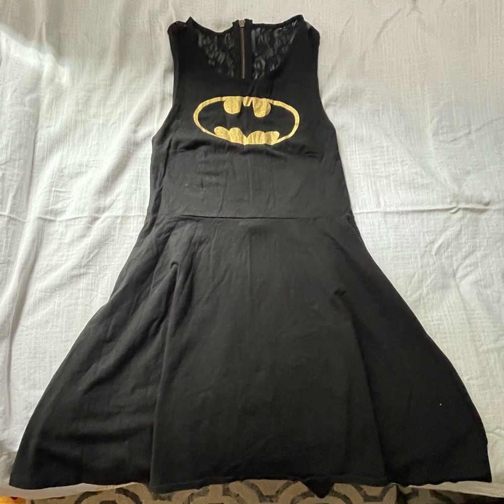 Batman: Size L black zippered skater dress with lace back